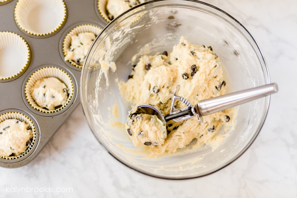 Chocolate Chip Muffins - Step 3 - Scoop into muffin tins