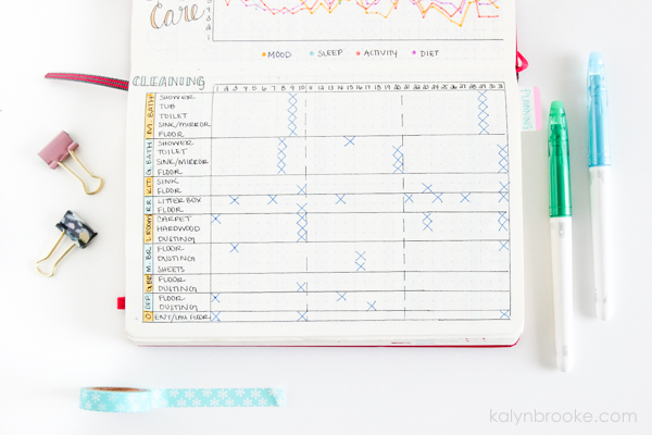 How to Start a Bullet Journal: House Cleaning Schedule Example