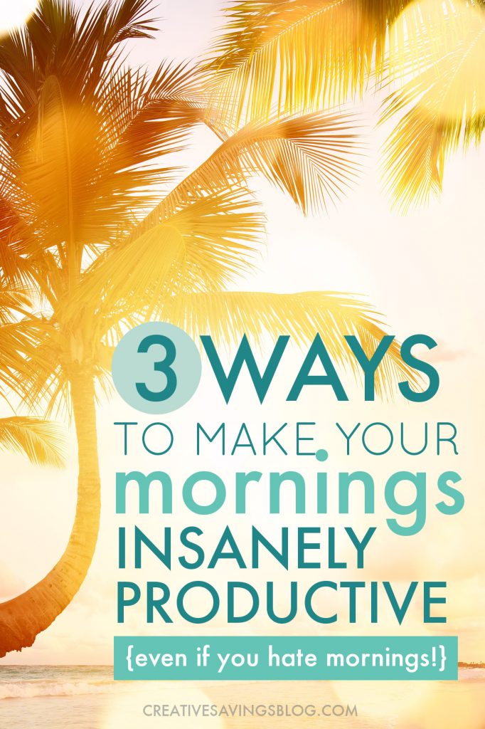 This is exactly what I was looking for! Normally, these posts try to turn me into a morning person, and almost always start with waking up at 5am. That's nice and all but I can't wake up that early!! Can we say zombie until at least 8? Anyway, these tips for getting stuff done in the morning are perfect for anyone, whether you're an early-bird...or night-owl like me. #morningperson #not #productivemornings #makeoveryourmornings