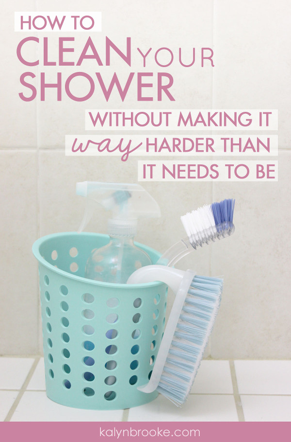 What can you do to make cleaning the shower easier, faster, and not so gag-worthy? Don't miss these two surprisingly effective tips on how to clean your shower with minimal effort--plus the only four products you need to beat the grime! #cleaningtips #bathroomcleaningtips #howtocleantheshower #howtocleanyourshower #showercleaning