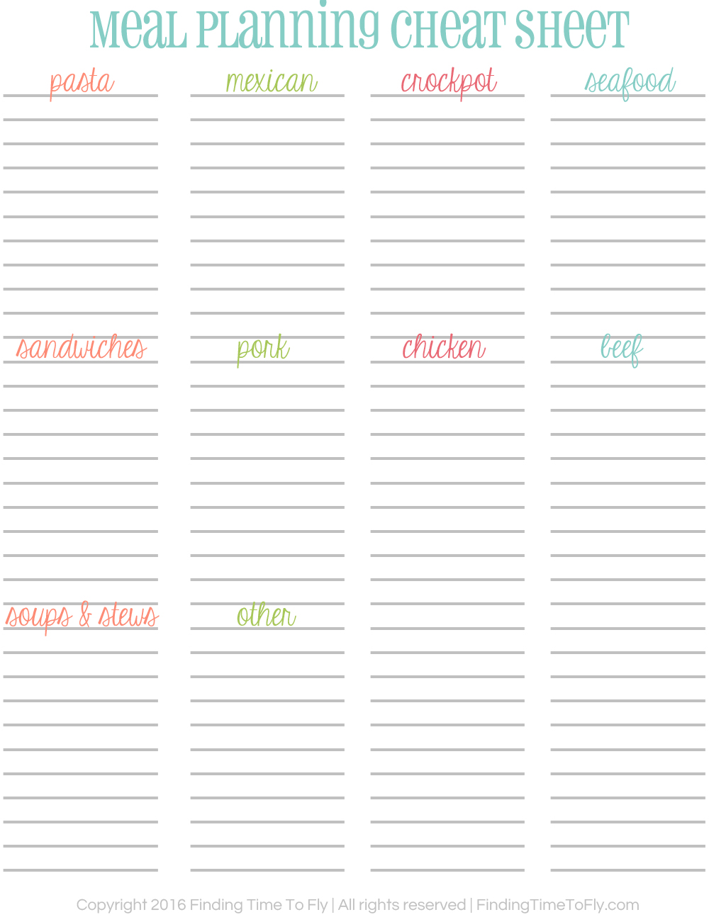 This Meal Planning Cheat Sheet is the BEST tool to organize your weeknight dinners. All you have to do is round up your family's favorite recipes, then get planning!