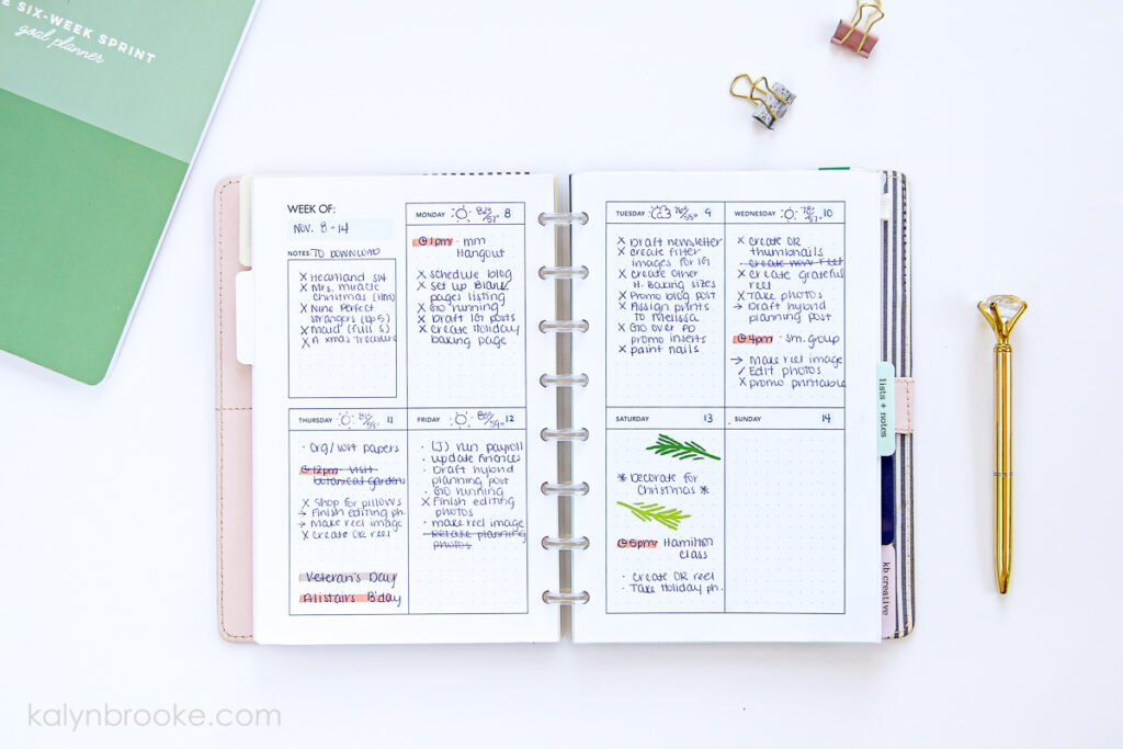 Bullet journal weekly planner setup