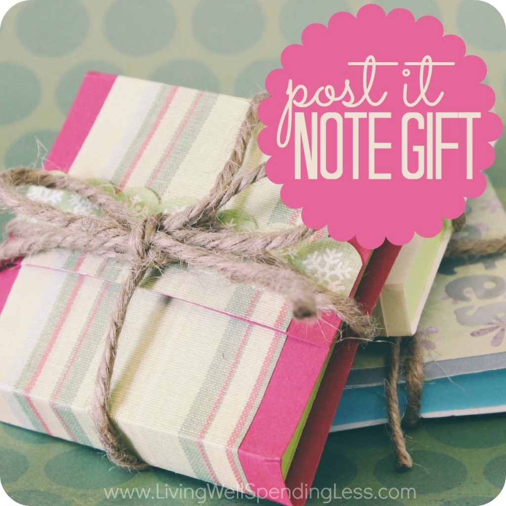 If you need last minute gifts or stocking stuffers, these pretty post-it gifts are sure to please. Customize and embellish to match the season, then tie with a simple ribbon!