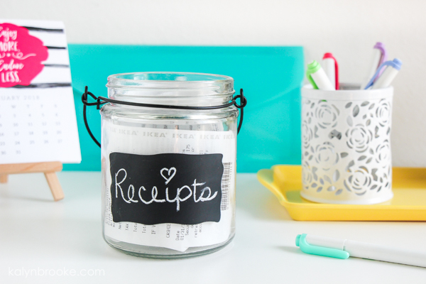 receipt jar with chalkboard label