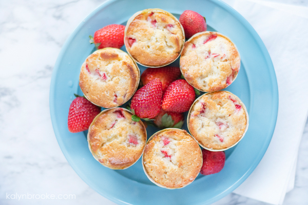 strawberry muffins arranged on a plate