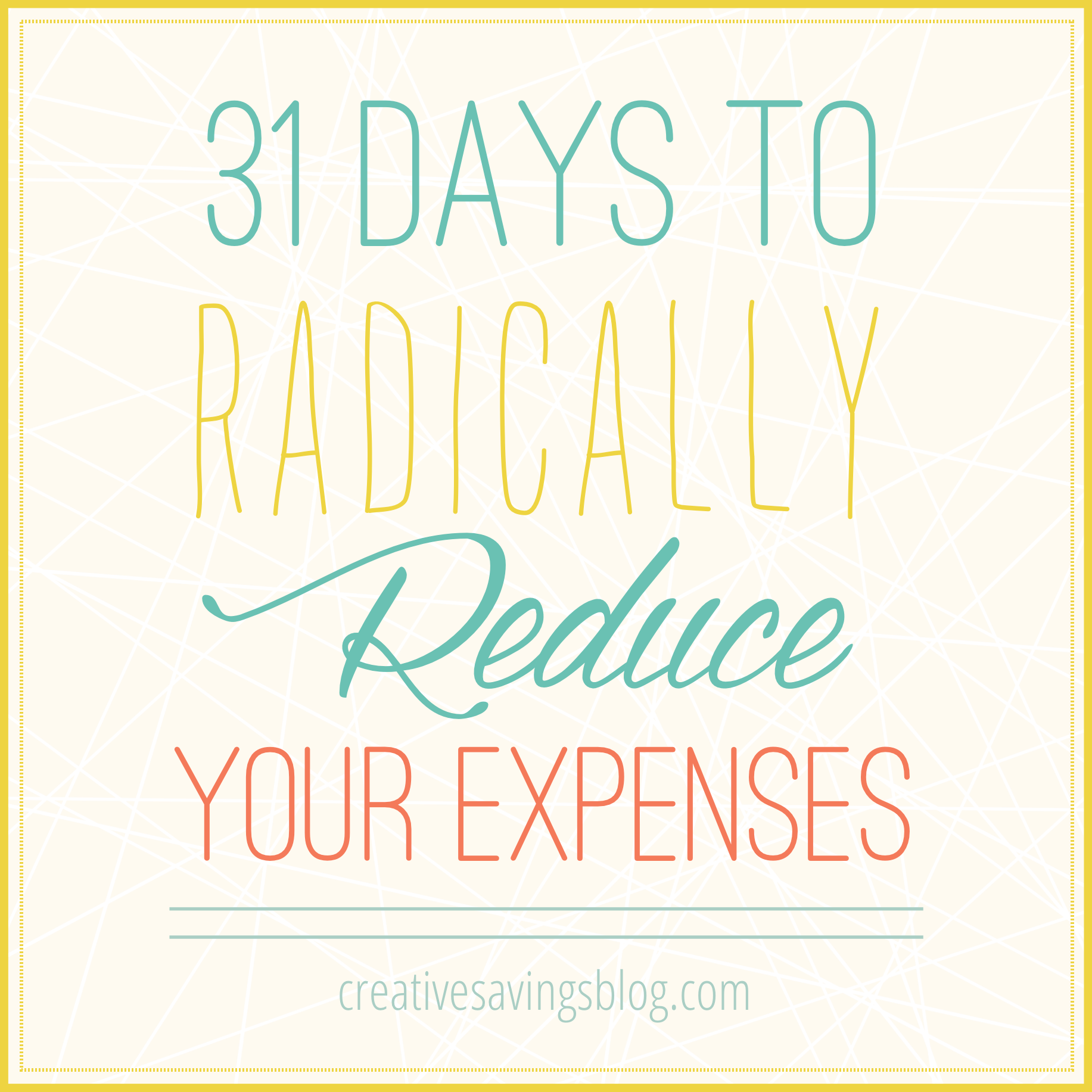 If monthly payments are taking control of your budget, you don't want to miss this 31 Days Series to Radically Reduce Your Expenses.