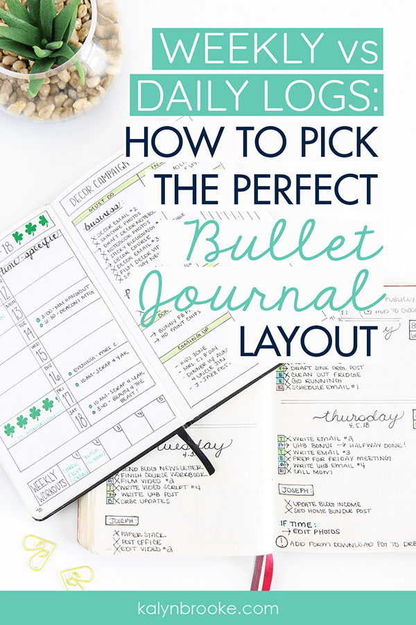 I had been wanting to try bullet journaling for MONTHS now, but I could never get past this one thing: whether or not I should use a weekly layout or a daily one! All the customizability of the bullet journal (my favorite feature!) seemed to paralyze me. Then I read this detailed article about the differences between the Daily Log and Weekly Log. Finally figured it out. Now I know which one works best for me--and that I have the freedom to change it on days/weeks I need to! #bulletjournal #bujo