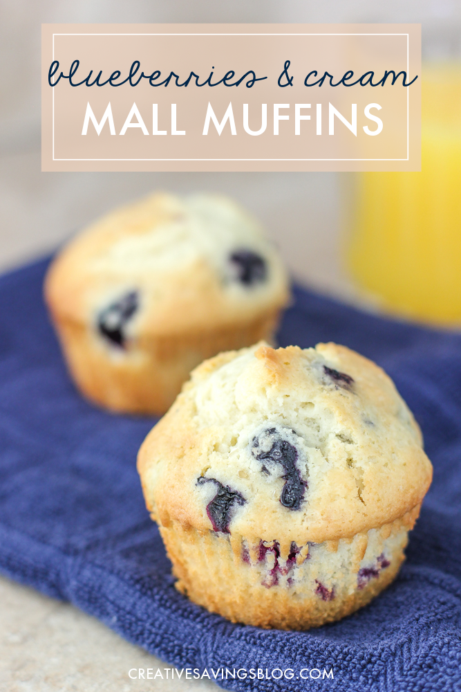 These Blueberries and Cream Mall Muffins are To. Die. For. It's like you're biting into a slice of heaven! I'm not exaggerating when I say this recipe makes the best blueberry muffins EVER. I like to freeze a double batch, then use them for mid-morning snacks or a quick breakfast on the road. All you have to do is warm in the microwave for a fresh-from-the-oven indulgence! #blueberrymuffinrecipe #blueberrymuffins #blueberryrecipe