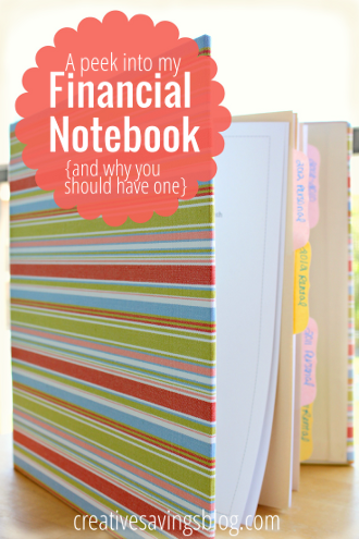 Keep track of essential budget information in a financial notebook. Gives you a current snapshot of your entire finances!