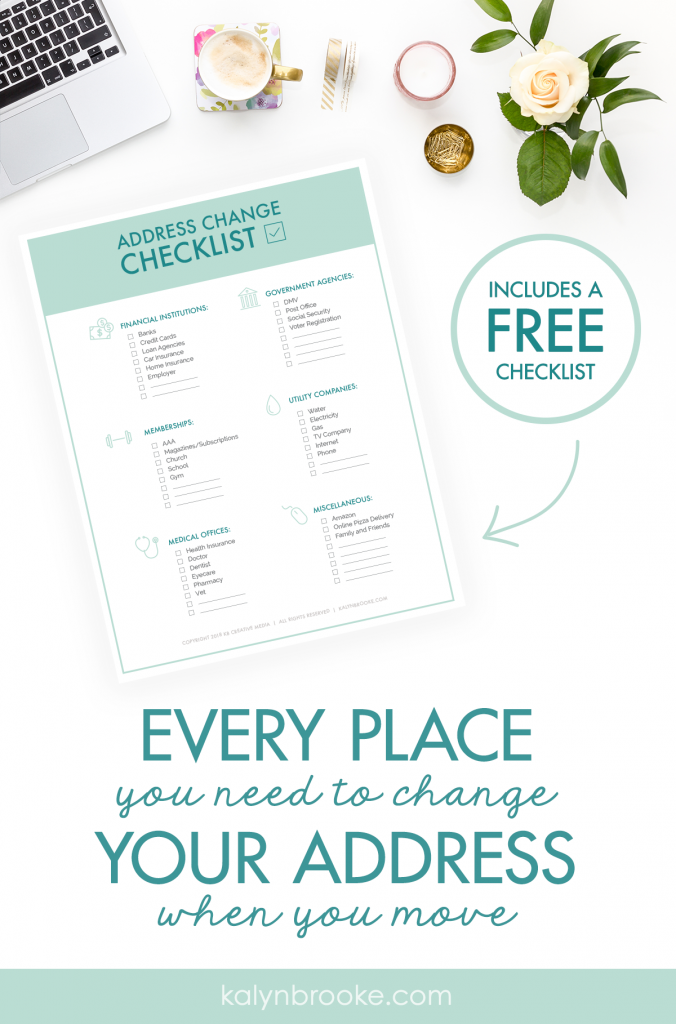 With so much to think about during our move, I couldn't even BEGIN to remember all the places I needed to change our address. This FREE address change checklist printable works like a charm! I'm checking places off one-by-one and I'm going to keep it handy for our next move (if we ever do this again!). #printables #movingtips #checklist