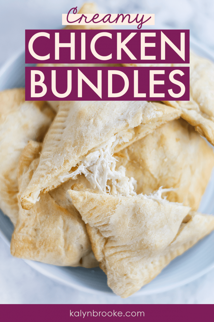 Watch your family devour these chicken bundles full of creamy flavor. You can make these soft pillows regular-sized or cut them in half for mini appetizers or little hands. Everyone I've made this crescent rolls recipe for has absolutely adored them! #chickenbundles #easymeals #easyweeknightmeals #quickeasyrecipe #quickdinner #easyweeknightrecipe #crescentrollideas