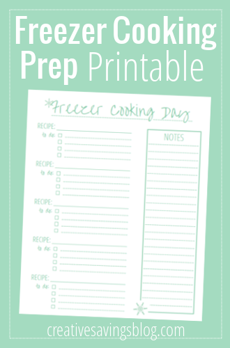 Freezer Cooking Day Prep Printable | Creative Savings
