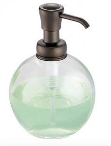 clear glass bath accessory set (hand soap pump)