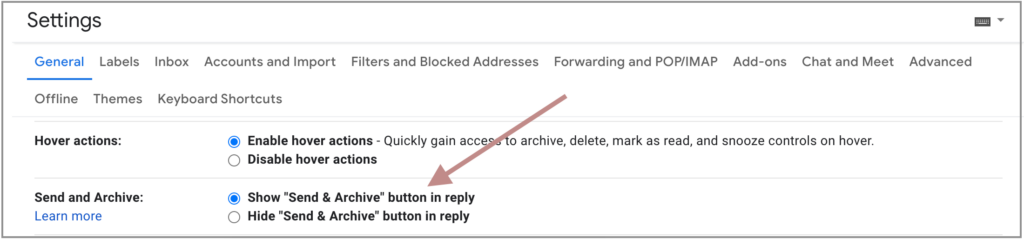 manage email with send & archive setting