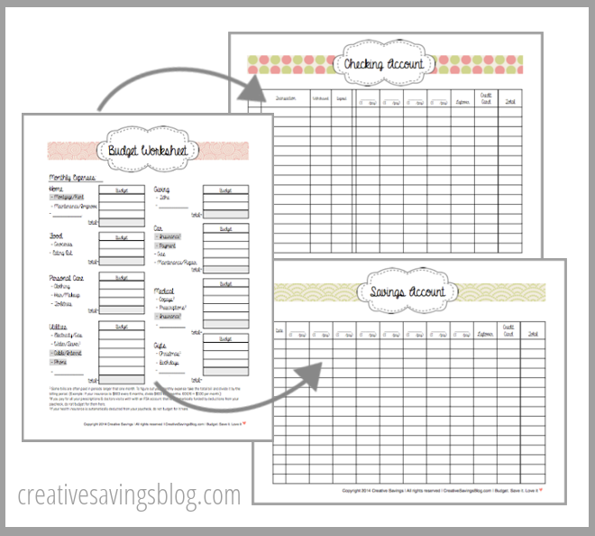 Money Management System Account Tracker Categories from Budget Sheet | Creative Savings